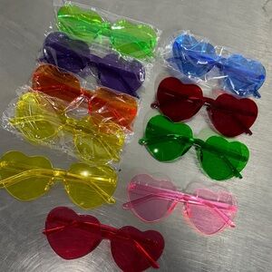 10 Colorful Heart-Shaped Sunglasses Set